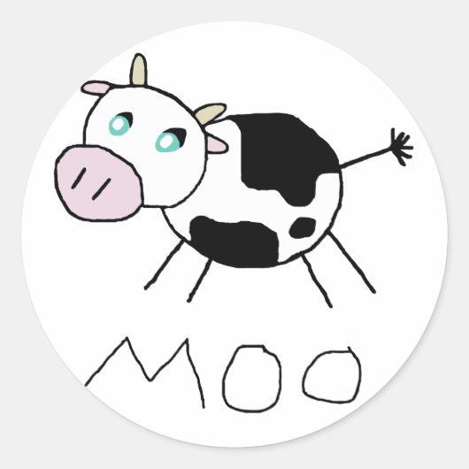 Moo Koe Ronde Sticker (Voorkant)