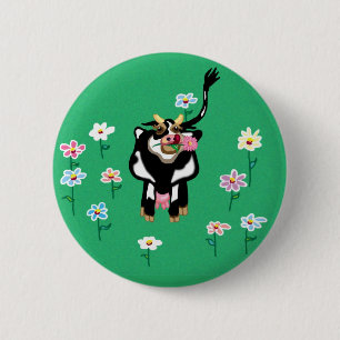 Moo-Koe - souvenir als we het boerderij bezoeken Ronde Button 5,7 Cm
