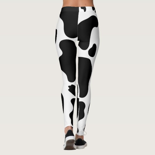 Moo Koe Spots Afdrukken Zwart-wit Leggings (Achterkant)