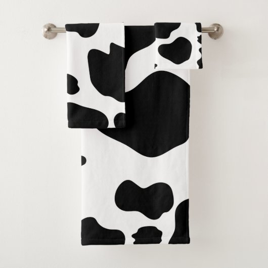 Moo Koe Spots Afdrukken Zwart-wit Robuust Boerderi Bad Handdoek (Insitu)