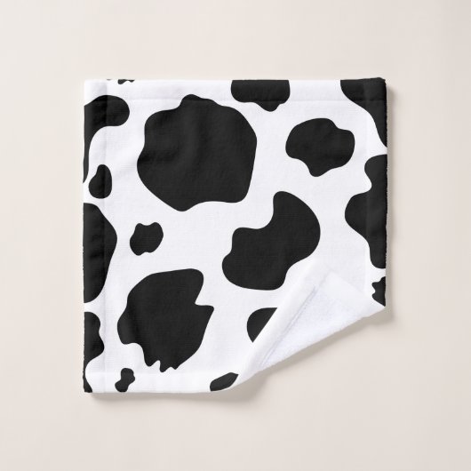 Moo Koe Spots Afdrukken Zwart-wit Robuust Boerderi Bad Handdoek (Wasdoekje)