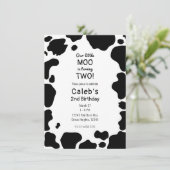 Moo Koe Spots Print Black & White Birthday Party Kaart (Staand voorkant)