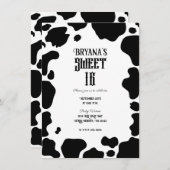 Moo Koe Spots Print Black & White Rustic Sweet 16 Kaart (Voorkant / Achterkant)