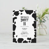 Moo Koe Spots Print Black & White Rustic Sweet 16 Kaart (Staand voorkant)