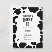 Moo Koe Spots Print Black & White Rustic Sweet 16 Kaart (Voorkant)