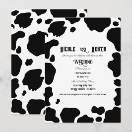 Moo Koe Spots Print Zwart & Wit Country Wedding Kaart