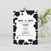 Moo Koe Spots Print Zwart & Wit Country Wedding Kaart (Staand voorkant)