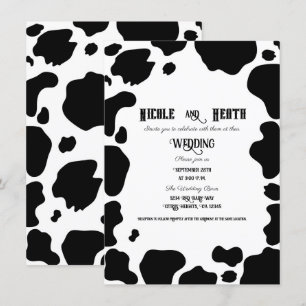 Moo Koe Spots Print Zwart & Wit Country Wedding Kaart