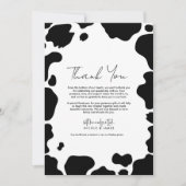 Moo Koe Spots Print Zwart Wit Dank u Kaart (Voorkant)