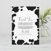 Moo Koe Spots Print Zwart Wit Dank u Kaart (Staand voorkant)