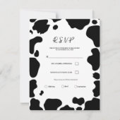 Moo Koe Spots Print Zwart & Wit Huwelijk RSVP Kaart (Voorkant)