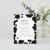 Moo Koe Spots Print Zwart & Wit Huwelijk RSVP Kaart (Staand voorkant)