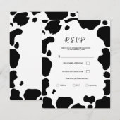 Moo Koe Spots Print Zwart & Wit Huwelijk RSVP Kaart (Voorkant / Achterkant)