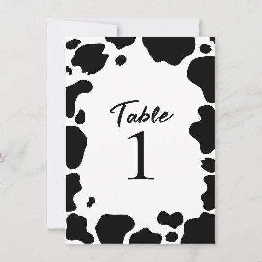 Moo Koe Spots Print Zwart Wit Tafelnummer (Achterkant)