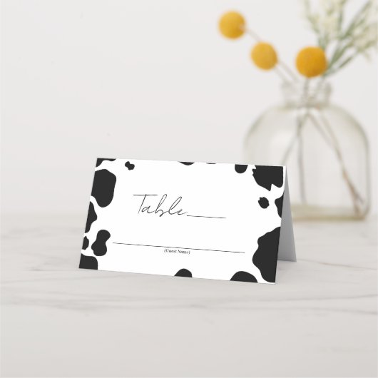 Moo Koe Spots Print Zwart Wit Tafelnummer Plaatskaartje (Voorkant)
