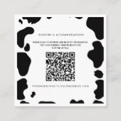 Moo Koe Spots Print Zwart & Wit Trouwdetails Vierkante Visitekaartje (Achterkant)