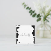Moo Koe Spots Print Zwart & Wit Trouwdetails Vierkante Visitekaartje (Staand voorkant)