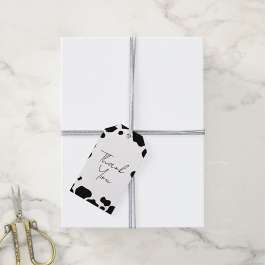 Moo Koe Spots Print Zwart & Wit Trouwen Cadeaulabel (Met Touw)