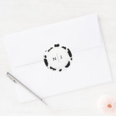 Moo Koe Spots Print Zwart & Wit Trouwen Ronde Sticker (Envelop)