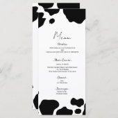 Moo Koe Spots Print Zwart Wit Trouwmenu Menu (Voorkant / Achterkant)