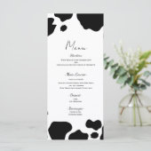 Moo Koe Spots Print Zwart Wit Trouwmenu Menu (Staand voorkant)
