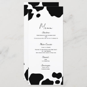 Moo Koe Spots Print Zwart Wit Trouwmenu Menu