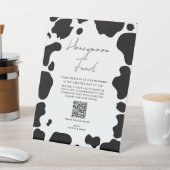 Moo Koe Spots Zwart Wit Huwelijk Honeymoon Fund Reclamebord Met Voetstuk (Insitu)