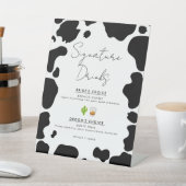 Moo Koe Spots Zwart Wit Trouwhandtekening Drinken Reclamebord Met Voetstuk (Insitu)