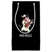 Moo-kulele Funny Ukulele Koe Pun Dark BG Klein Cadeauzakje (Voorkant)