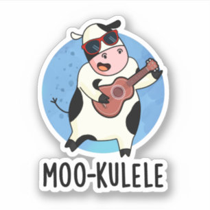 Moo-kulele Funny Ukulele Koe Pun Sticker