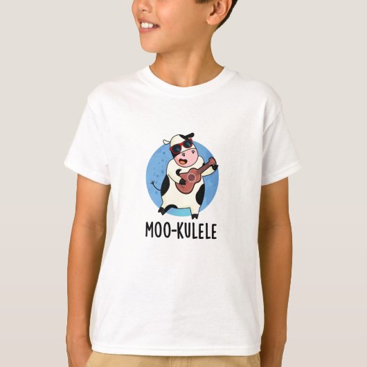 Moo-kulele Funny Ukulele Koe Pun T-shirt (Voorkant)