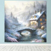 Moo landschap van moderne sneeuw in de winter canvas afdruk (Insitu (Houten vloer))