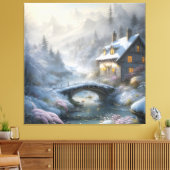 Moo landschap van moderne sneeuw in de winter canvas afdruk (Insitu (Woonkamer))
