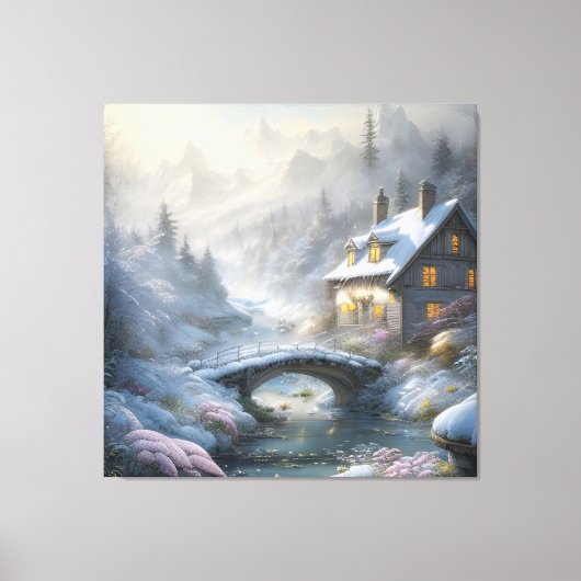 Moo landschap van moderne sneeuw in de winter canvas afdruk (Voorkant)