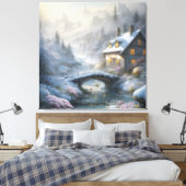 Moo landschap van moderne sneeuw in de winter canvas afdruk (Insitu (Slaapkamer))