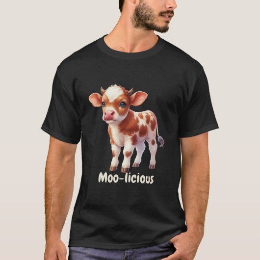 Moo-licious Grappige Baby Koe T-shirt (Voorkant)