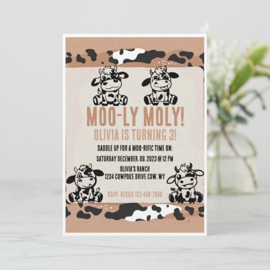 Moo-ly Moly Funny Dairy Koe Kalf Kaart (Staand voorkant)
