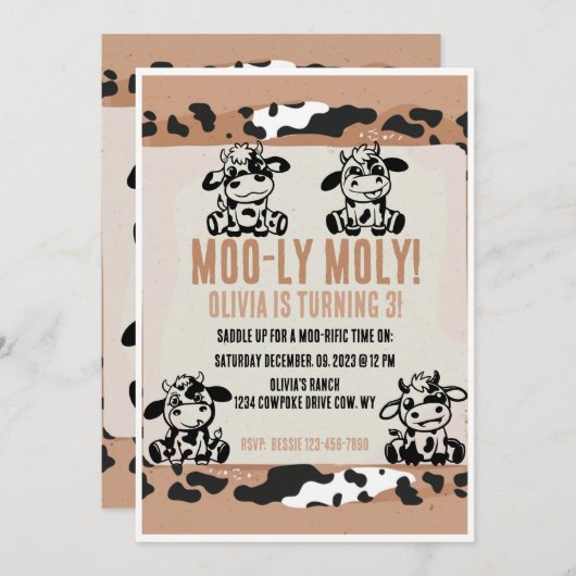 Moo-ly Moly Funny Dairy Koe Kalf Kaart (Voorkant / Achterkant)