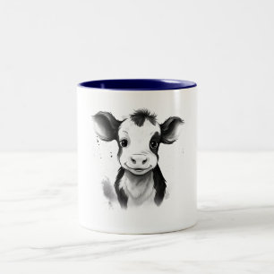 ☕🐄 "Moo-ment van Zen" Koe Mug 🐄☕ Tweekleurige Koffiemok