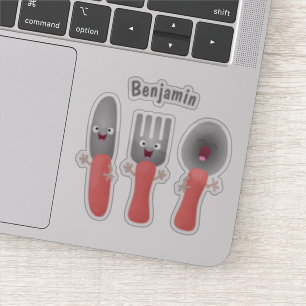 Moo mes vork en lepel bestek cartoon sticker