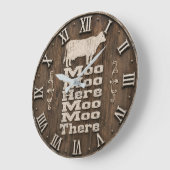 Moo Moo Here Moo Moo There Rustic Farmhouse Cow Grote Klok (Hoek)