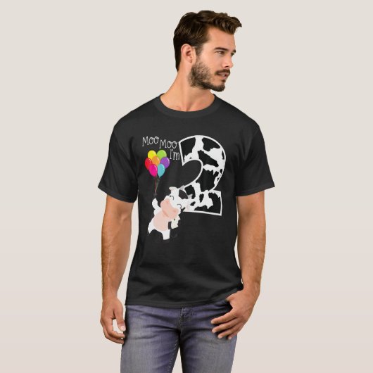 Moo Moo Ik ben 2 jaar oud, 2e verjaardag Boerderij T-shirt (Voorkant volledig)