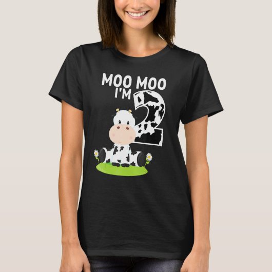Moo Moo Ik ben twee 2e verjaardag.. grappige Koe g T-shirt (Voorkant)