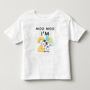 Moo Moo Ik ben Twee 2e Verjaardag Grappige Koe Gel Kinder Shirts