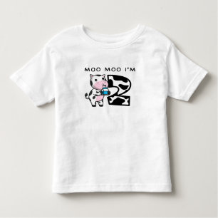 Moo Moo Ik ben Twee 2e Verjaardag Grappige Koe Gel Kinder Shirts