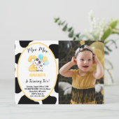 Moo Moo ik ben twee koe 2de verjaardag foto uitnod Kaart (Staand voorkant)