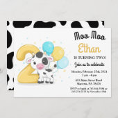 Moo Moo Ik ben twee Koe 2e verjaardag Uitnodiging (Voorkant / Achterkant)