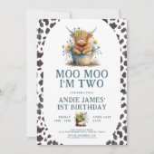 Moo Moo Ik ben twee Koe Afdrukken Boerderij Tweede Kaart (Voorkant)