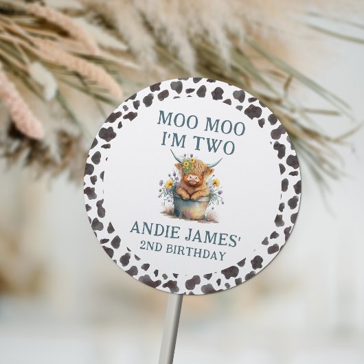 Moo Moo Ik ben twee Koe Afdrukken Boerderij Tweede Ronde Sticker