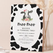 Moo Moo Ik ben twee Koe-meisje-2e verjaardag Kaart